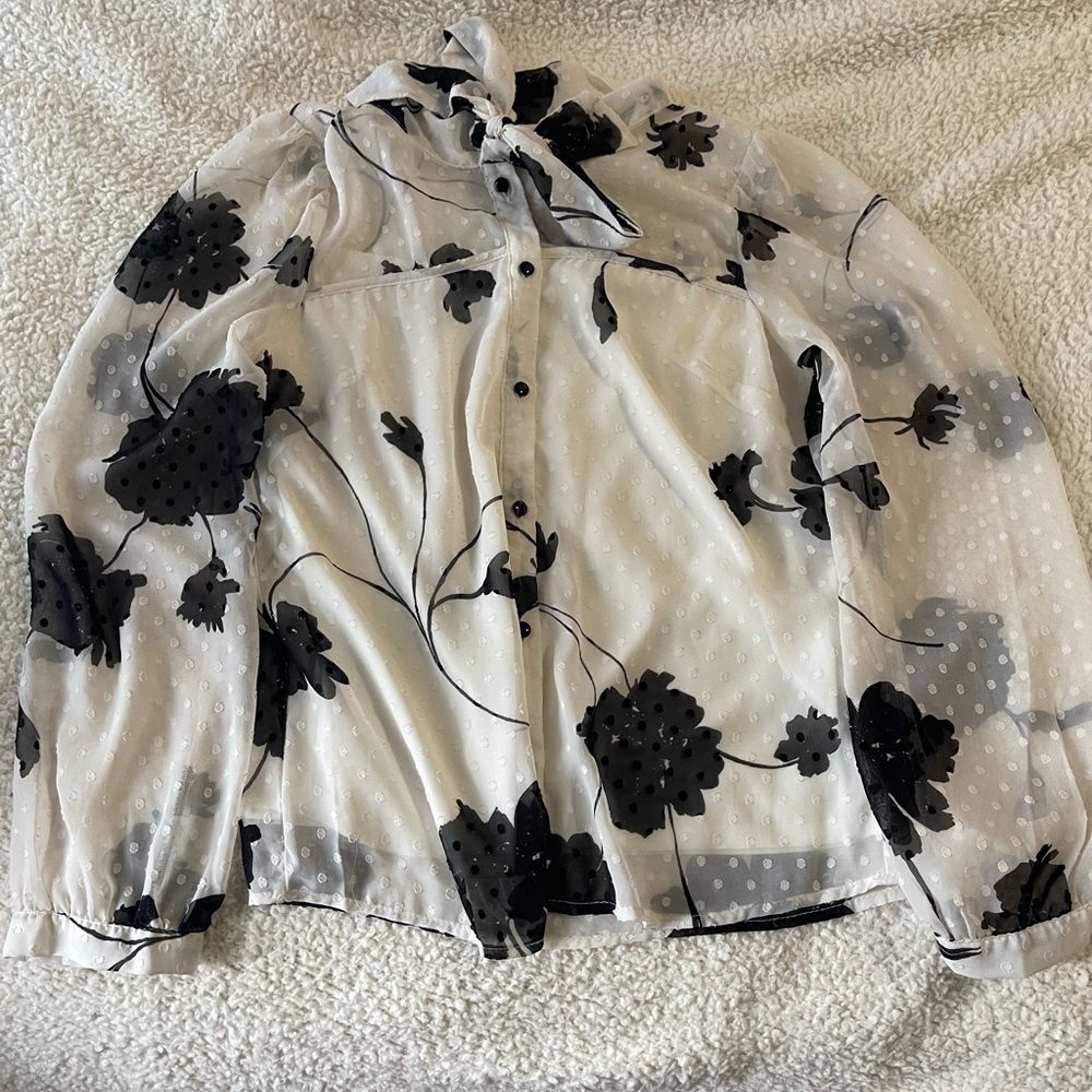 Black and White Floral Blouse